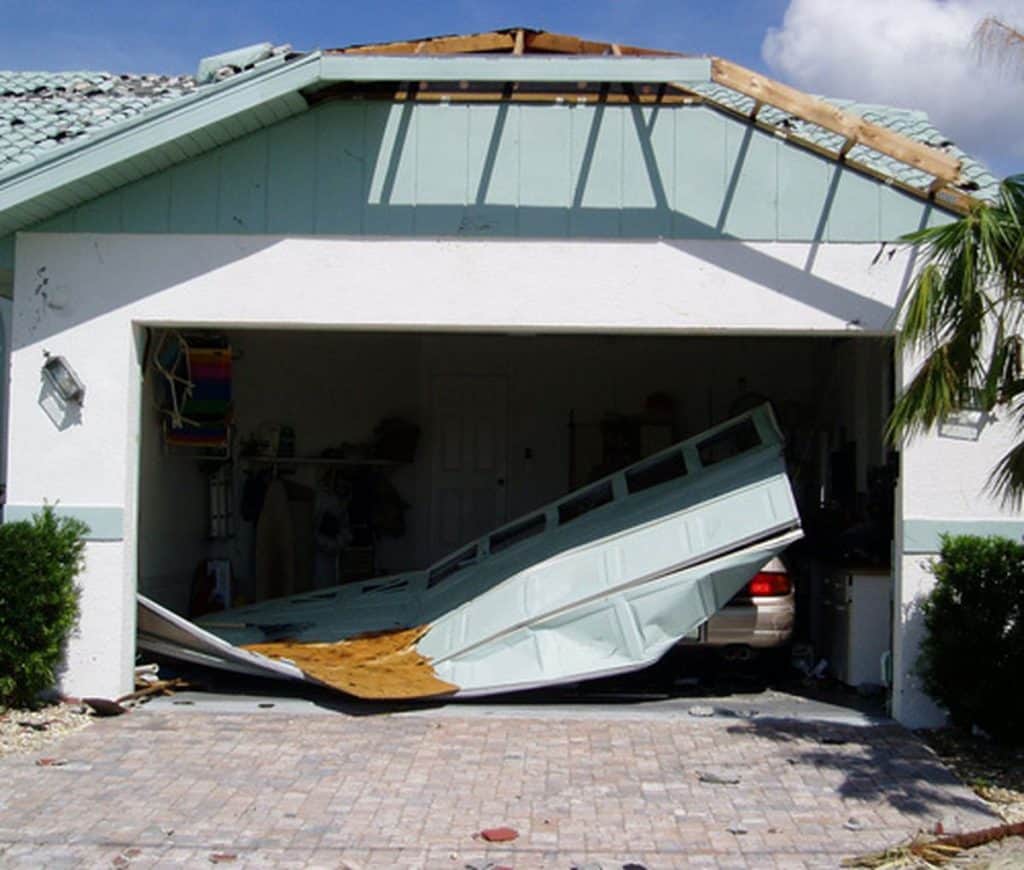 damaged garage door